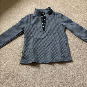 Grey quilted sweatshirt. Has pockets. Warm. Like new.